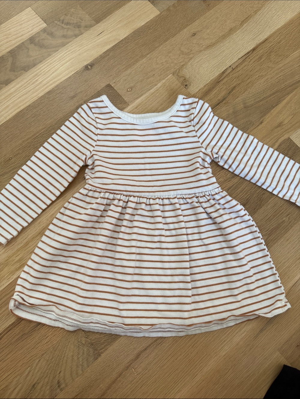 Cat & Jack Striped Long-Sleeve Dress - White & Tan